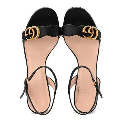 Gucci Lifford Calfskin GG Marmont Ankle Wrap 75mm Sandals 39 Black 2 of 10