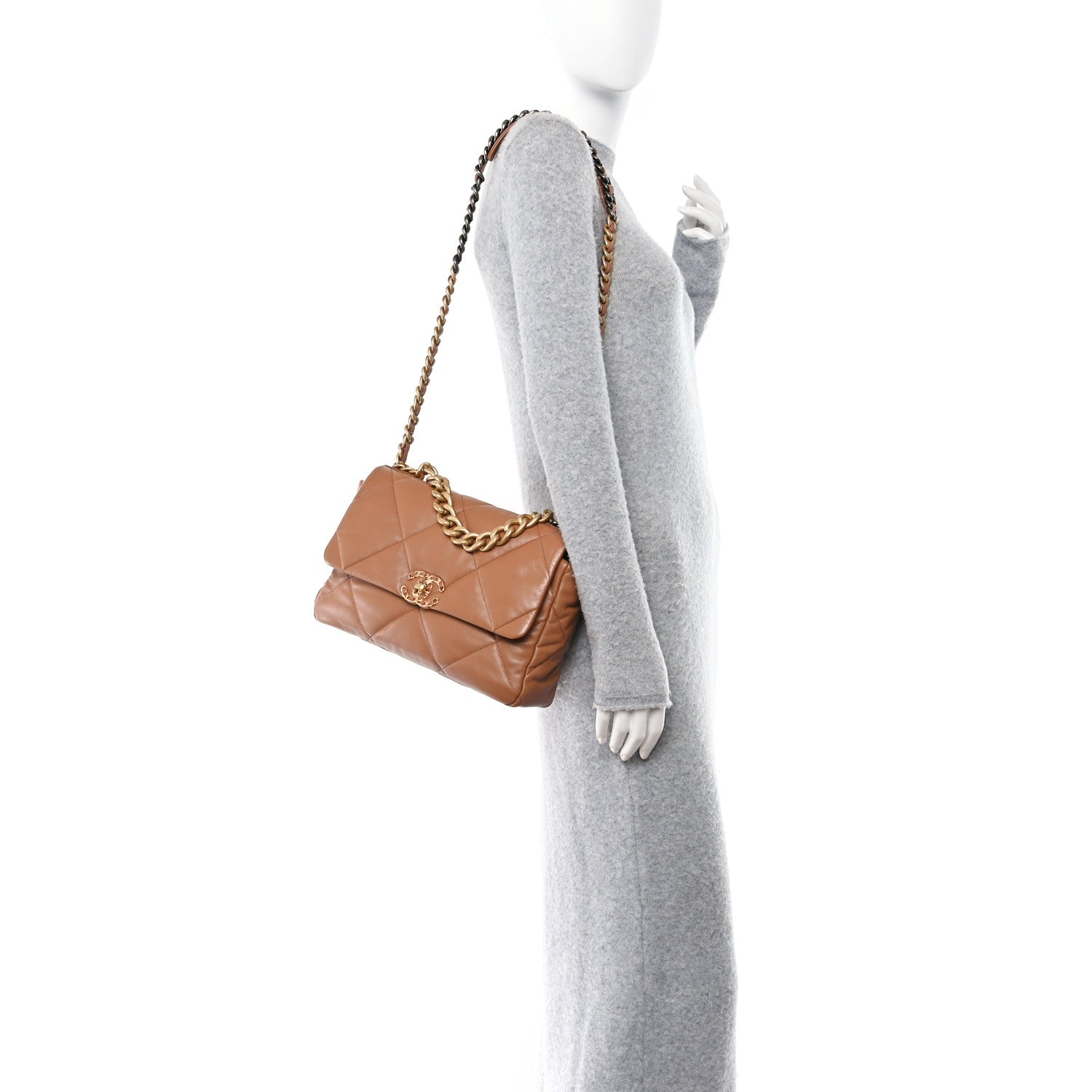 Chanel Lambskin Quilted Large Chanel 19 Flap Brown 2 of 10