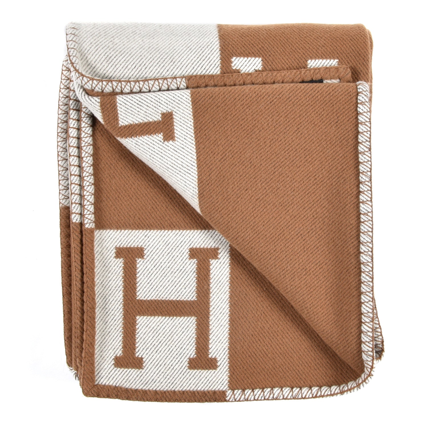 Hermes Wool Cashmere Avalon Blanket Ecru Camel 2 of 3