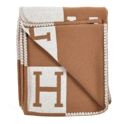 Hermes Wool Cashmere Avalon Blanket Ecru Camel 2 of 3