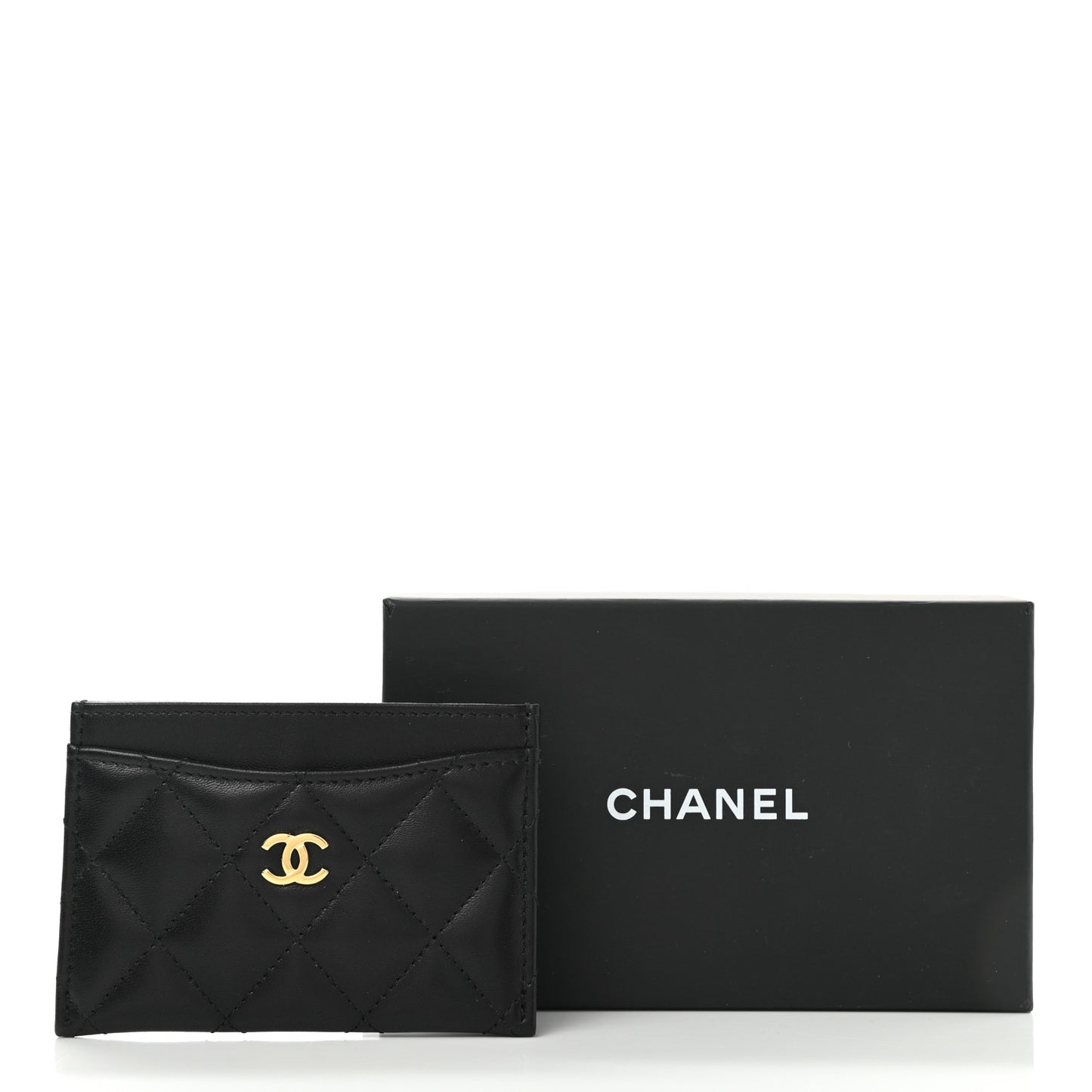Lambskin Quilted Card Holder Black