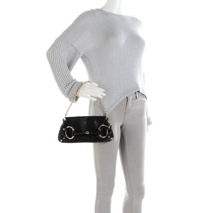 Gucci Calfskin Small Horsebit Chain Clutch Black 2 of 7
