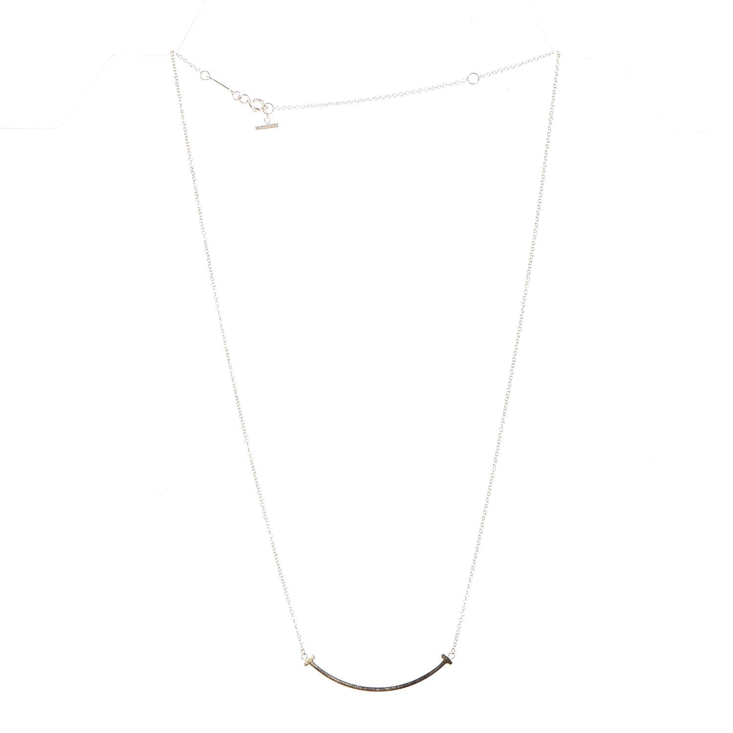 Tiffany 18K Yellow Gold Small T Smile Pendant Necklace 3 of 7