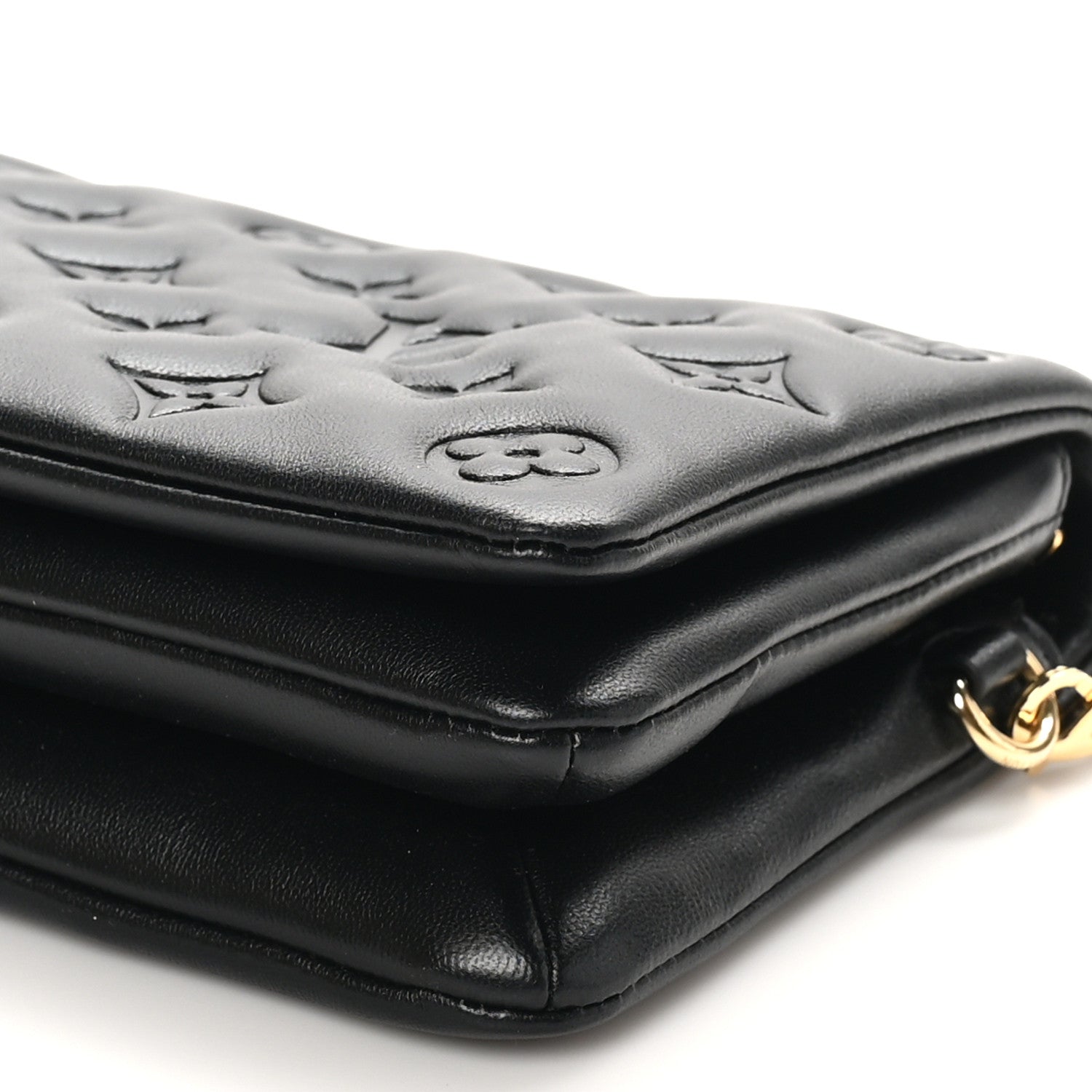 Louis Vuitton Lambskin Embossed Monogram Pochette Coussin Black 9 of 10