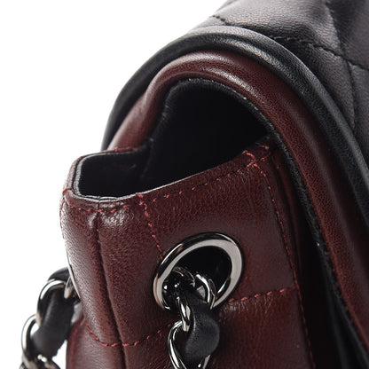Chanel Lambskin Quilted Large Classic Twist Crescent Flap Black Burgundy 11 of 13