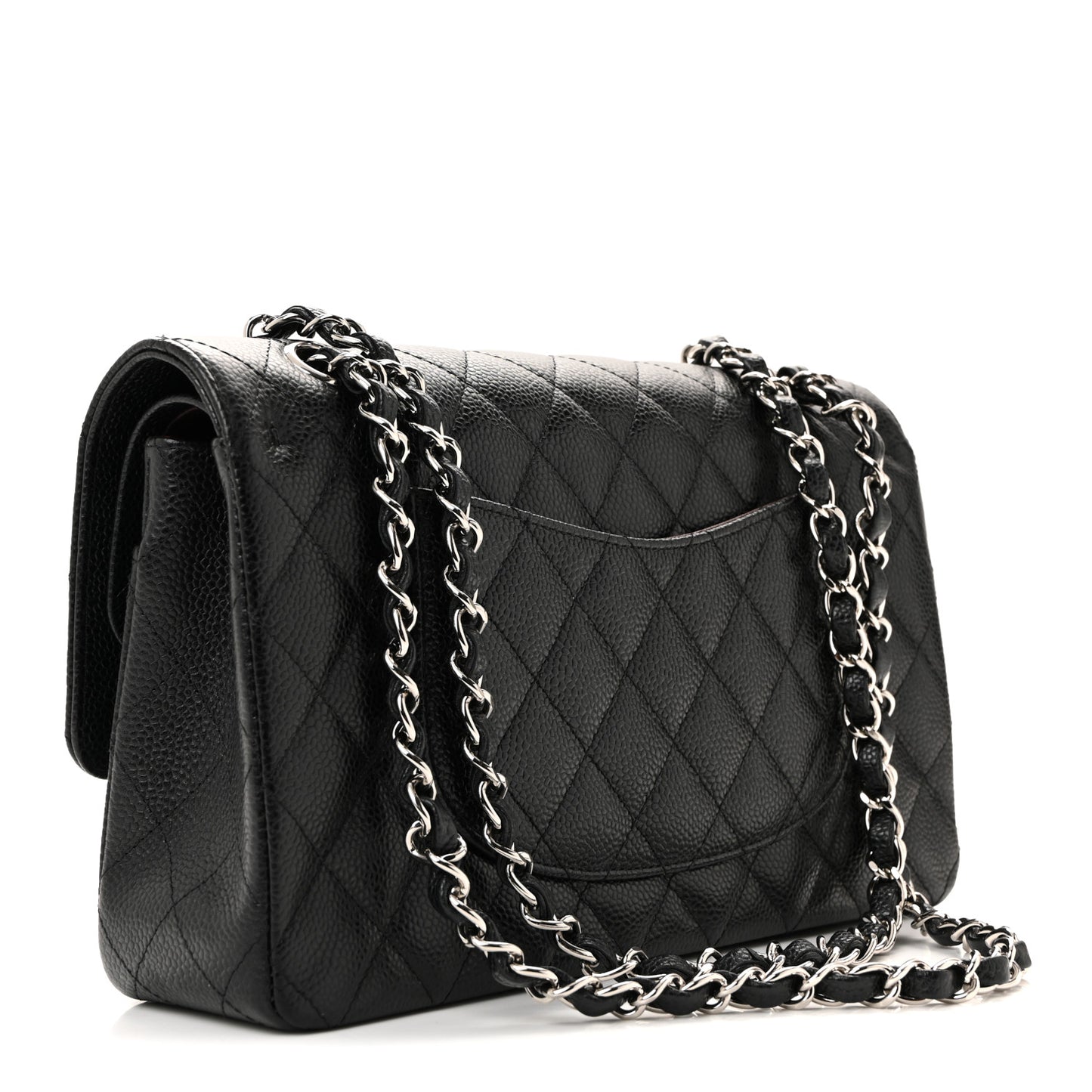Caviar Quilted Medium Double Flap Black