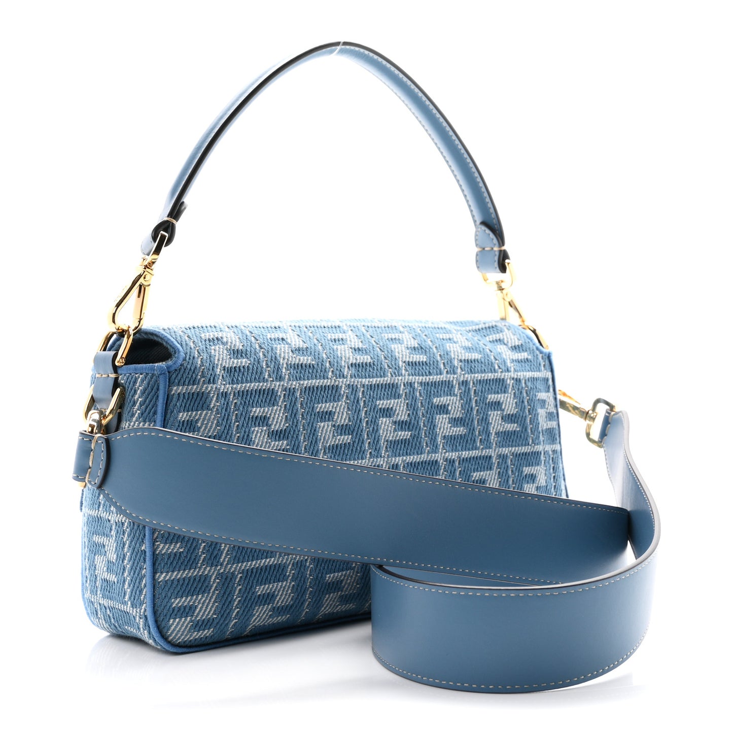 Denim Effect Fabric Jacquard FF Vitello Grace Mamma Baguette Blue