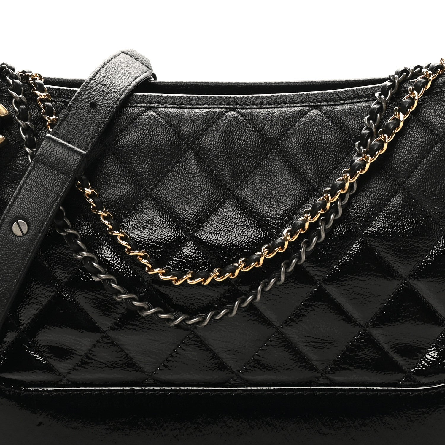 Chanel Patent Goatskin Quilted Medium Gabrielle Hobo Black 8 of 10