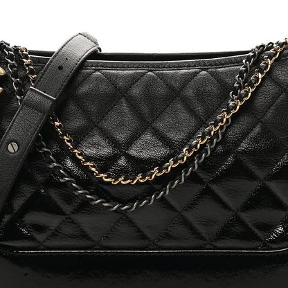 Chanel Patent Goatskin Quilted Medium Gabrielle Hobo Black 8 of 10