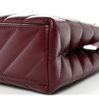 Chanel Shiny Lambskin Chevron Quilted Nano Kelly Shopper Dark Burgundy 10 of 11