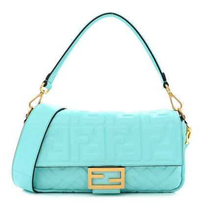 Fendi Nappa FF 1974 Embossed Baguette Spring Turquoise 1 of 10