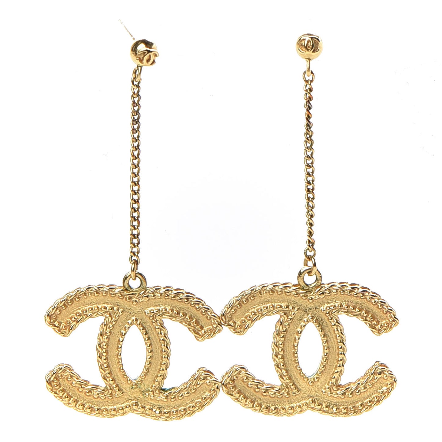 CC Drop Earrings Matte Gold