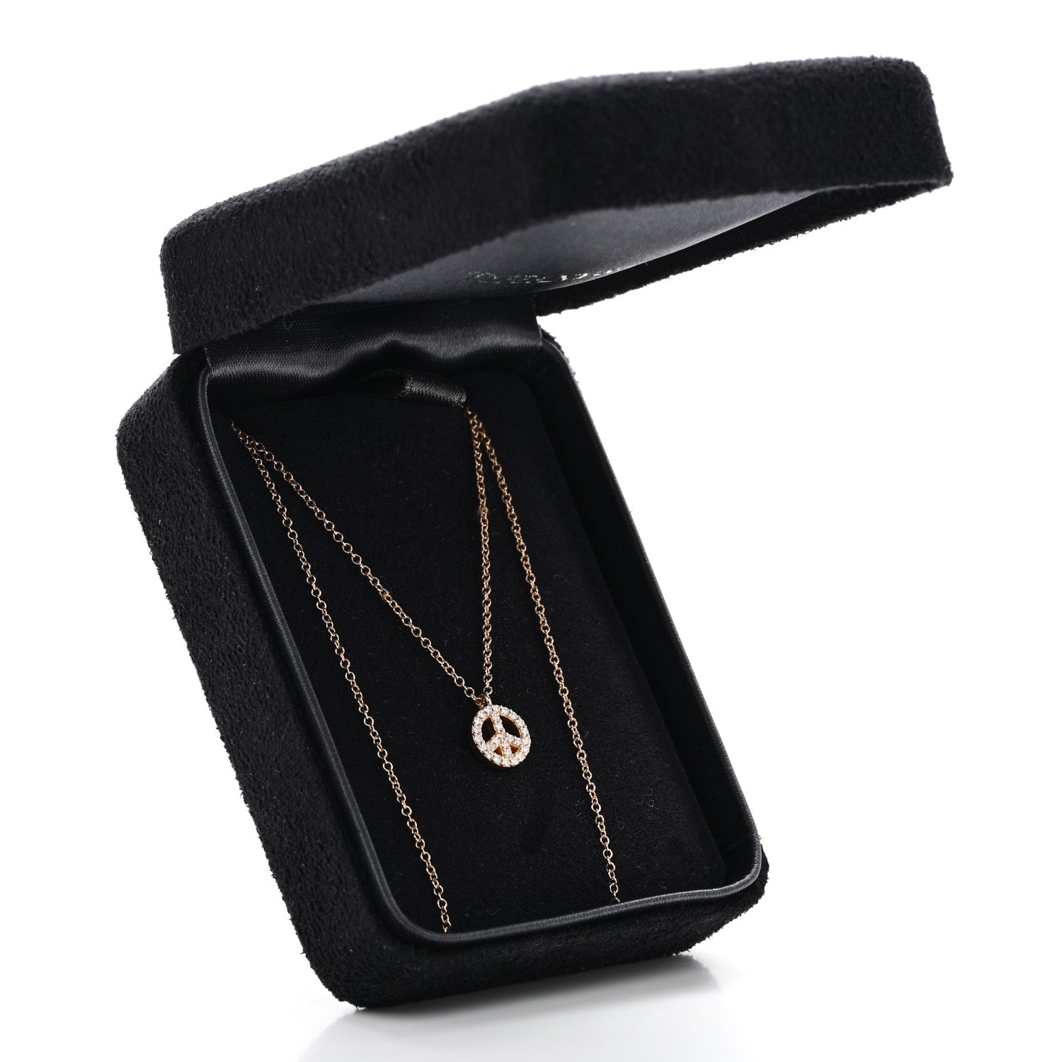 Tiffany 18K Rose Gold Diamond Mini Metro Peace Pendant Necklace 6 of 6