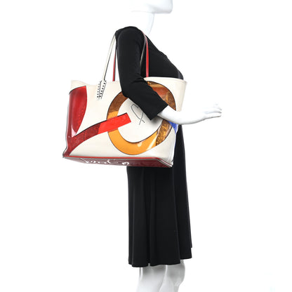 Christian Louboutin Calfskin PVC Love Spikes East West Cabata Tote Latte Multicolor 3 of 28