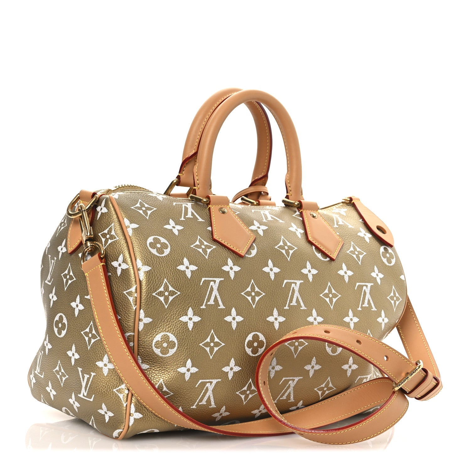 Louis Vuitton Metallic Calfskin Monogram Speedy P9 Bandouliere 30 Gold Kintsugi 5 of 12