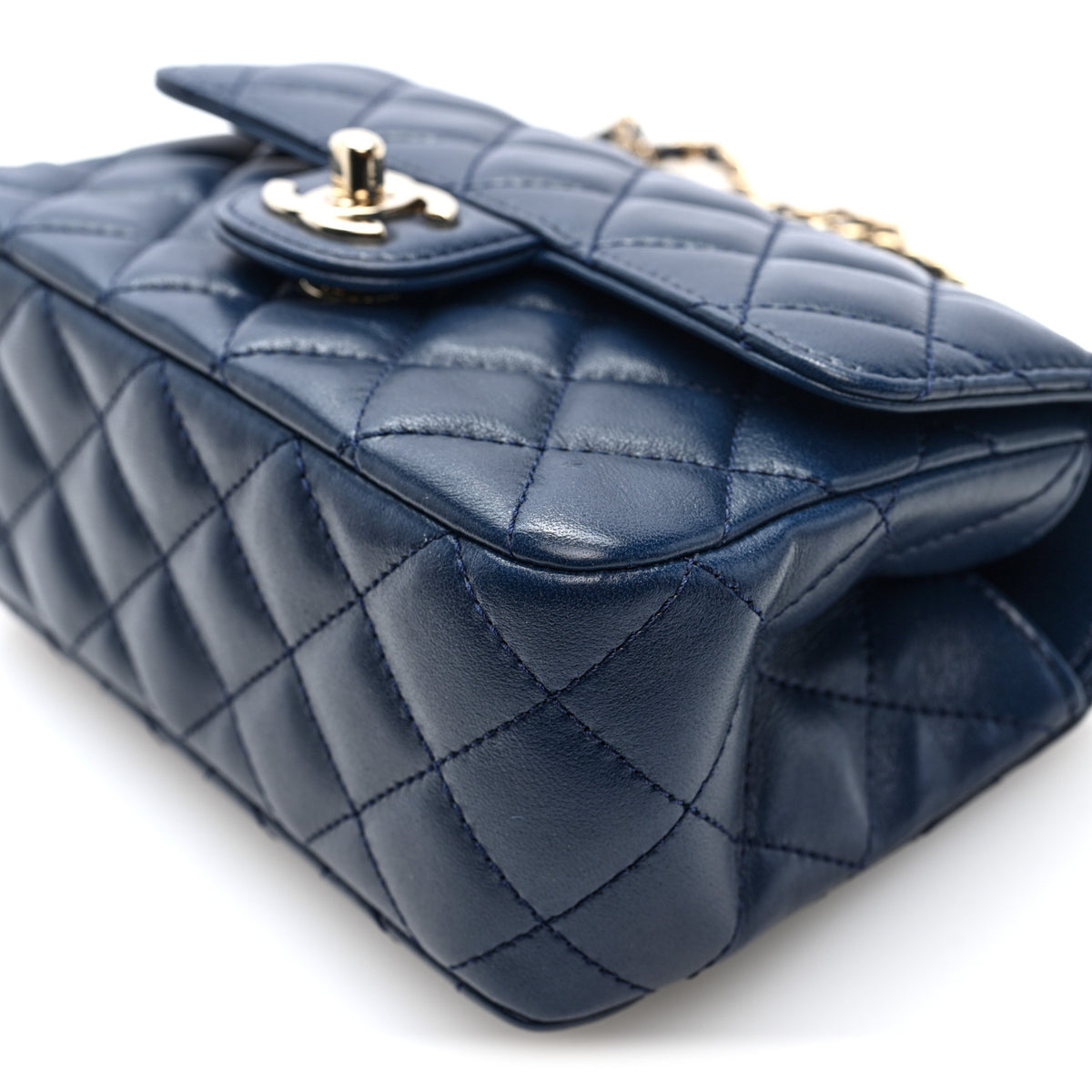 Chanel Lambskin Quilted Mini Crystal Top Handle Rectangular Flap  Navy 10 of 10
