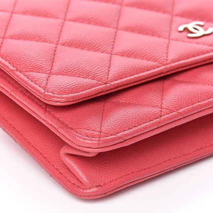 Chanel Caviar Quilted Wallet on Chain WOC Coral 9 of 11