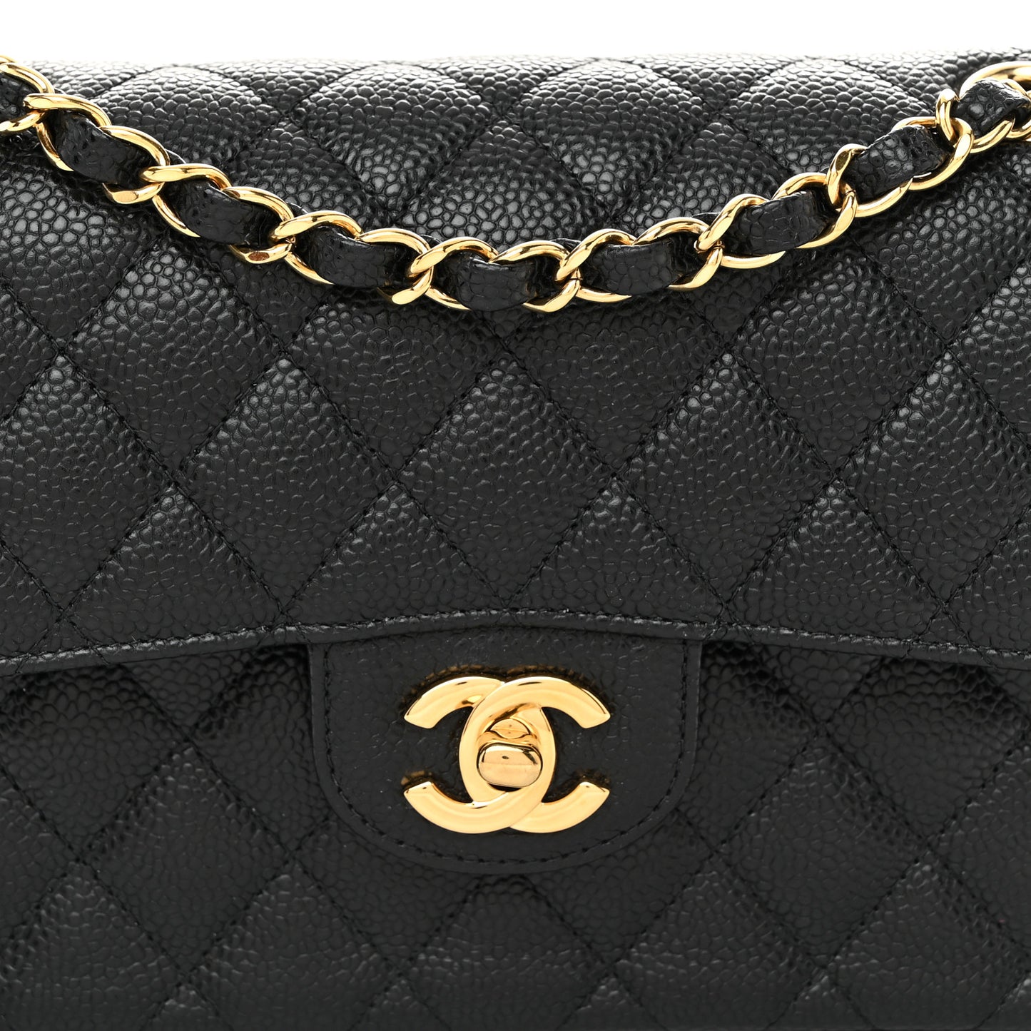 Caviar Quilted Small Double Flap Black