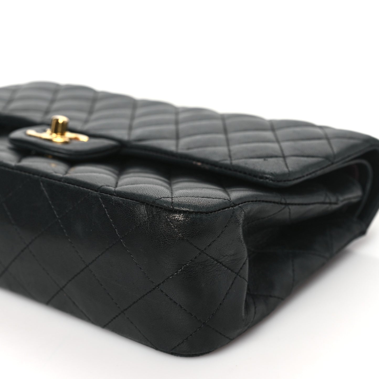 Lambskin Quilted Medium Double Flap Black