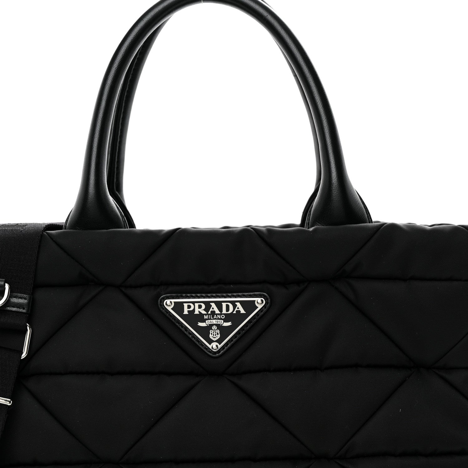 Prada Re-Nylon Nappa Triangle Quilted Padded Small Double Handled Zip Tote Black 8 of 10
