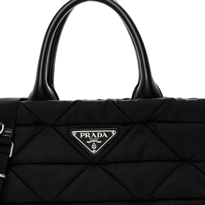 Prada Re-Nylon Nappa Triangle Quilted Padded Small Double Handled Zip Tote Black 8 of 10