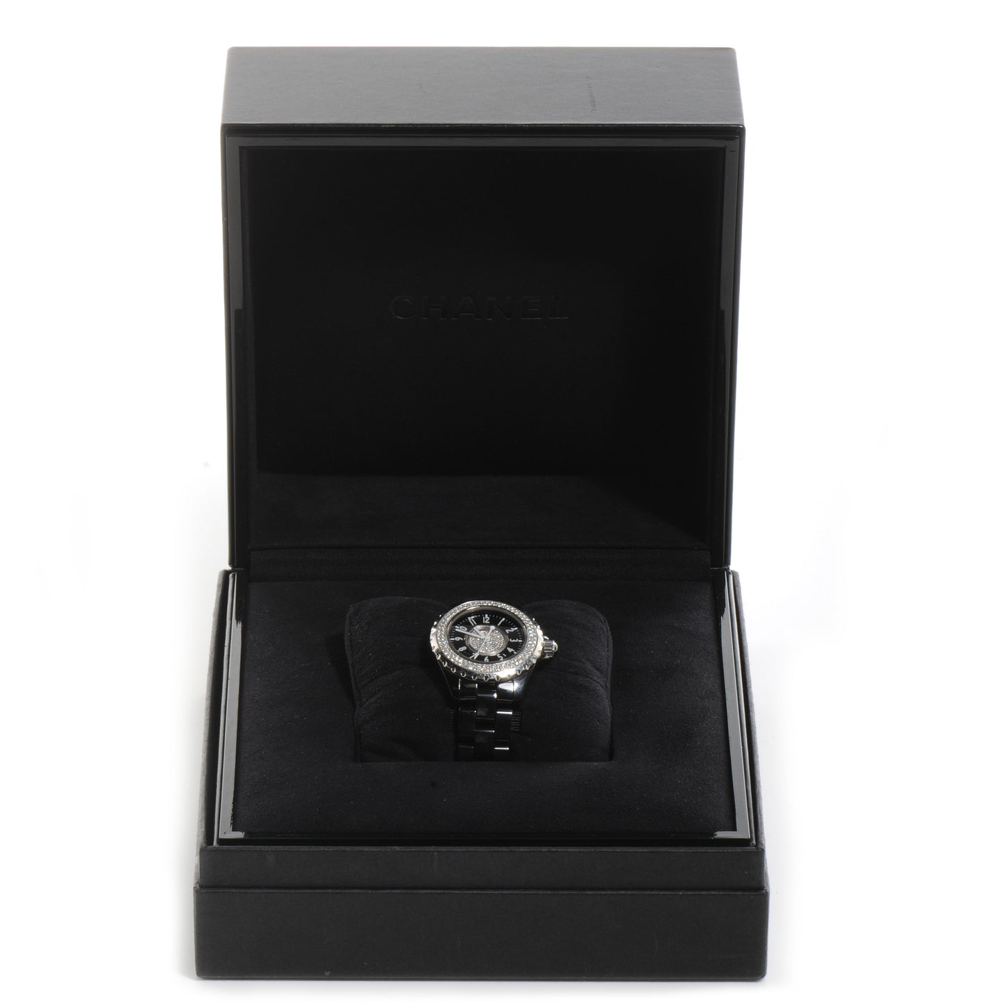 Stainless Steel Ceramic Diamond Pave Bezel Dial 33mm J12 Quartz Watch Black