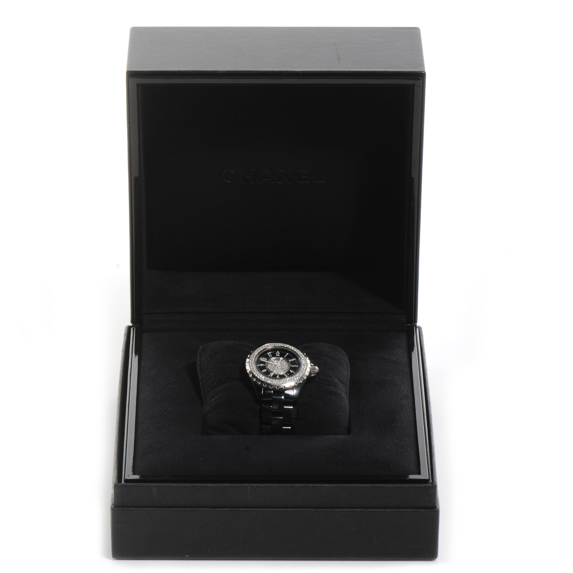 Chanel Stainless Steel Ceramic Diamond Pave Bezel Dial 33mm J12 Quartz Watch Black 8 of 8