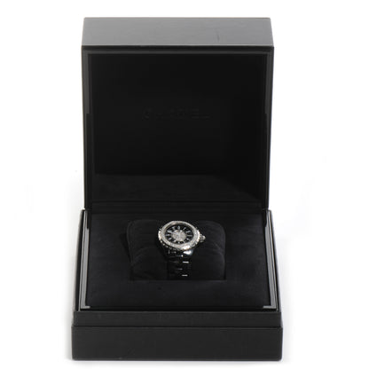 Chanel Stainless Steel Ceramic Diamond Pave Bezel Dial 33mm J12 Quartz Watch Black 8 of 8