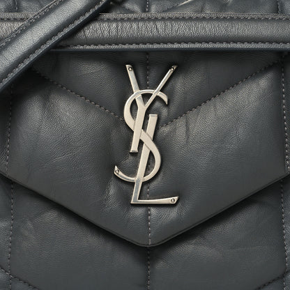 Saint Laurent Lambskin Quilted Small Loulou Puffer Monogram Chain Satchel Concrete 8 of 10