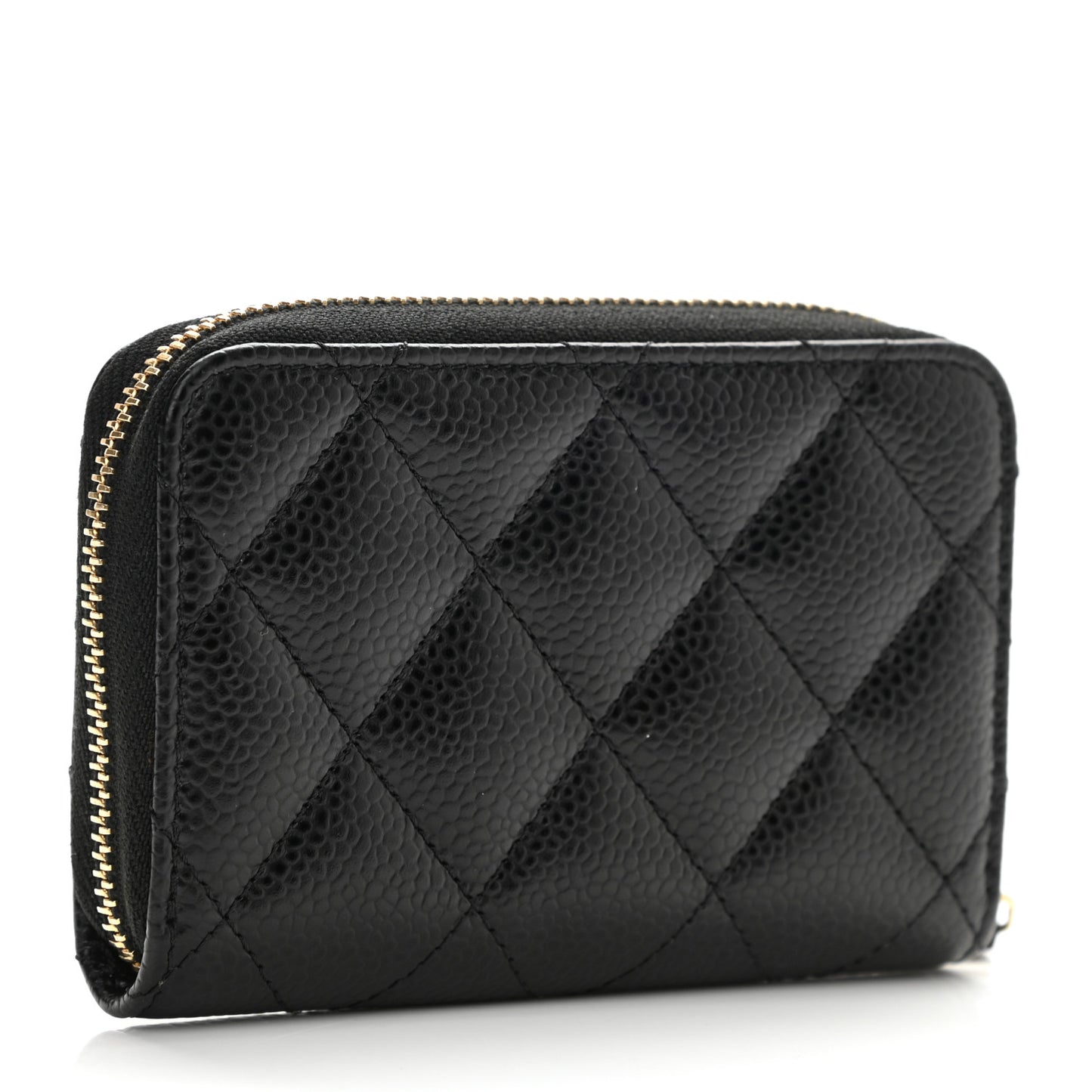 Caviar Quilted Zip Coin Purse Black