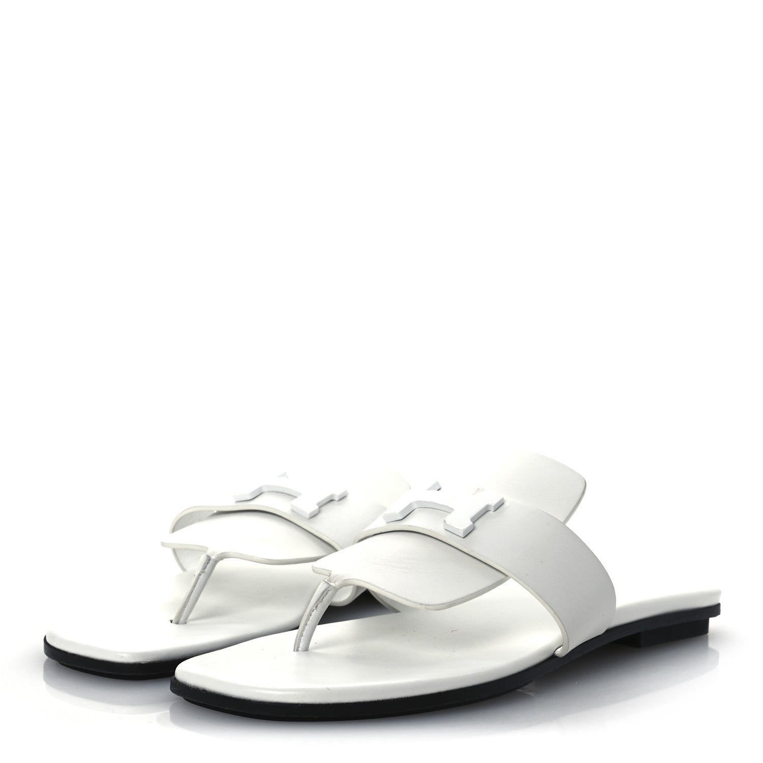 Hermes Calfskin Womens Galerie Sandals 37.5 White 4 of 13