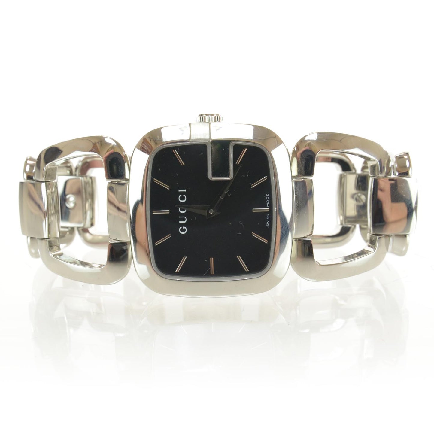 Stainless Steel 32mm G-Gucci Square Quartz Watch Black