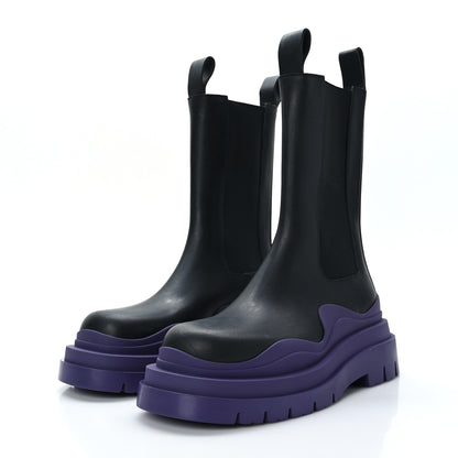 Bottega Veneta Calfskin The Tire Chelsea Boots 37.5 Black Plum 3 of 7