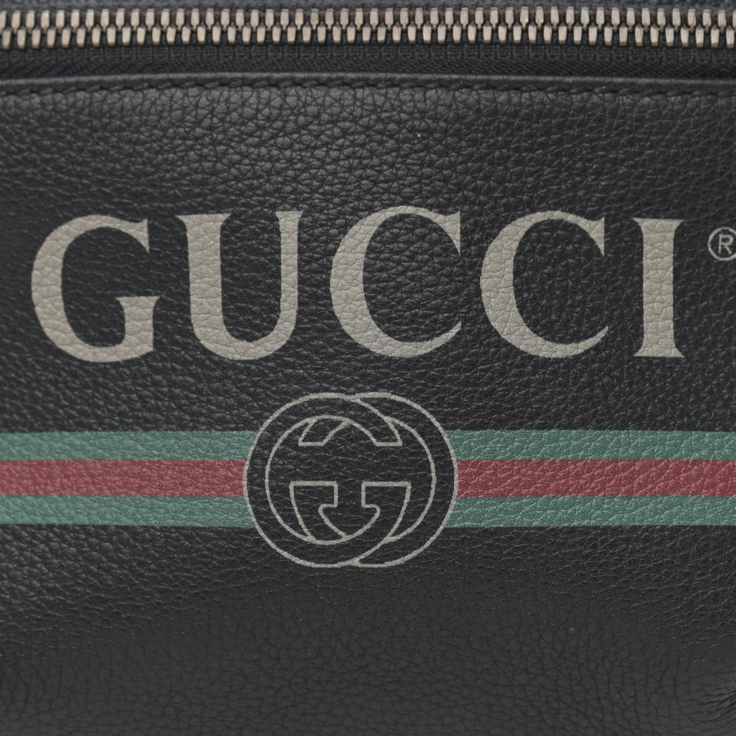 Grained Calfskin Small Logo Belt Bag Black