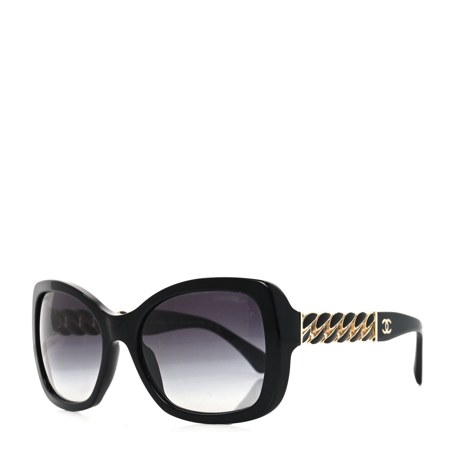 Chanel Acetate Metal Chain Square Sunglasses 5305 Black 1809365