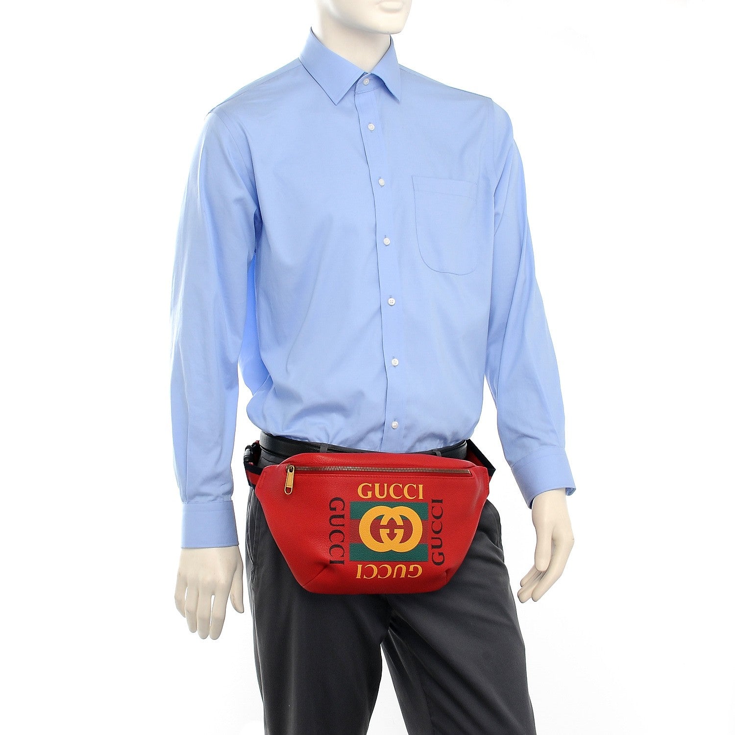 Gucci Grained Calfskin Logo Belt Bag Hibiscus Red 2 of 8