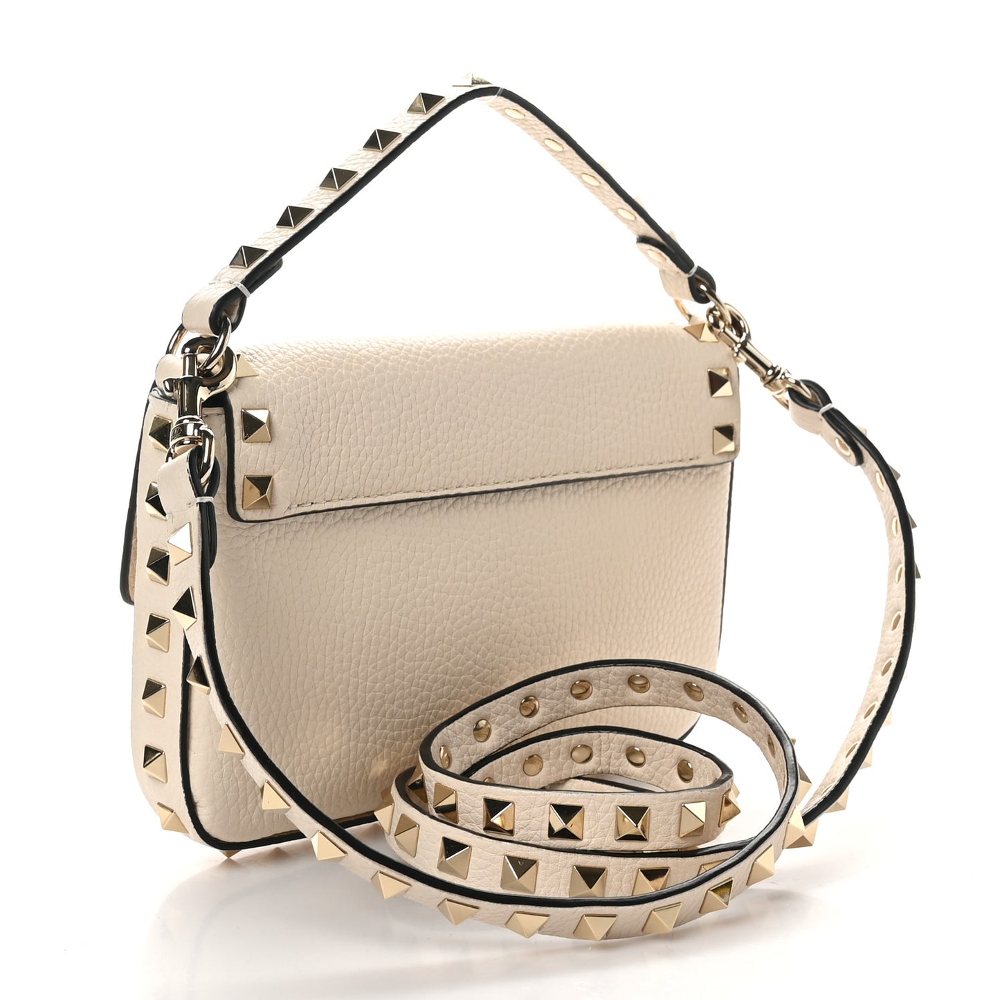 Calfskin Rockstud Crossbody Pouch Light Ivory