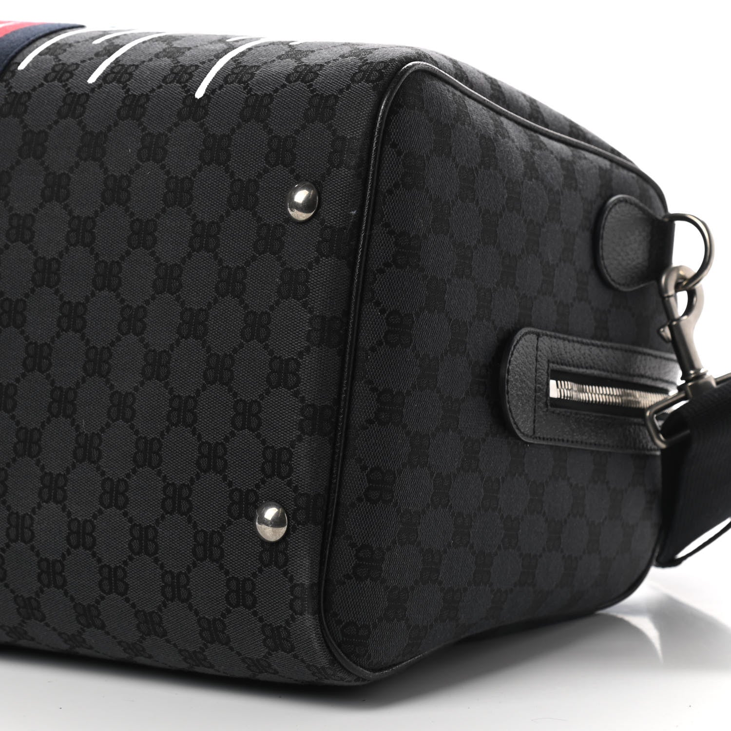 Gucci X BALENCIAGA BB Monogram Web Graffiti Medium Ophidia Carry-On Duffle Bag Black 9 of 9