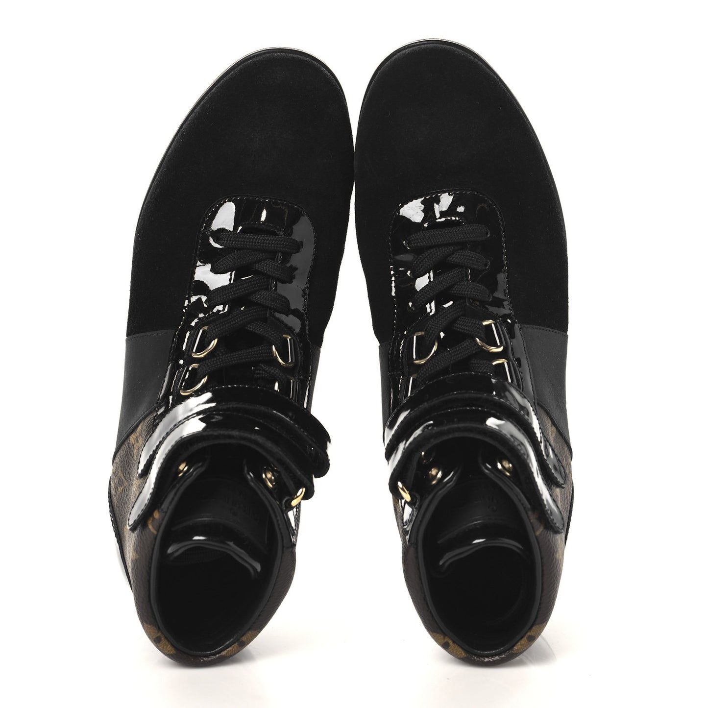 Suede Patent Monogram Move Up Sneakers 36.5 Black