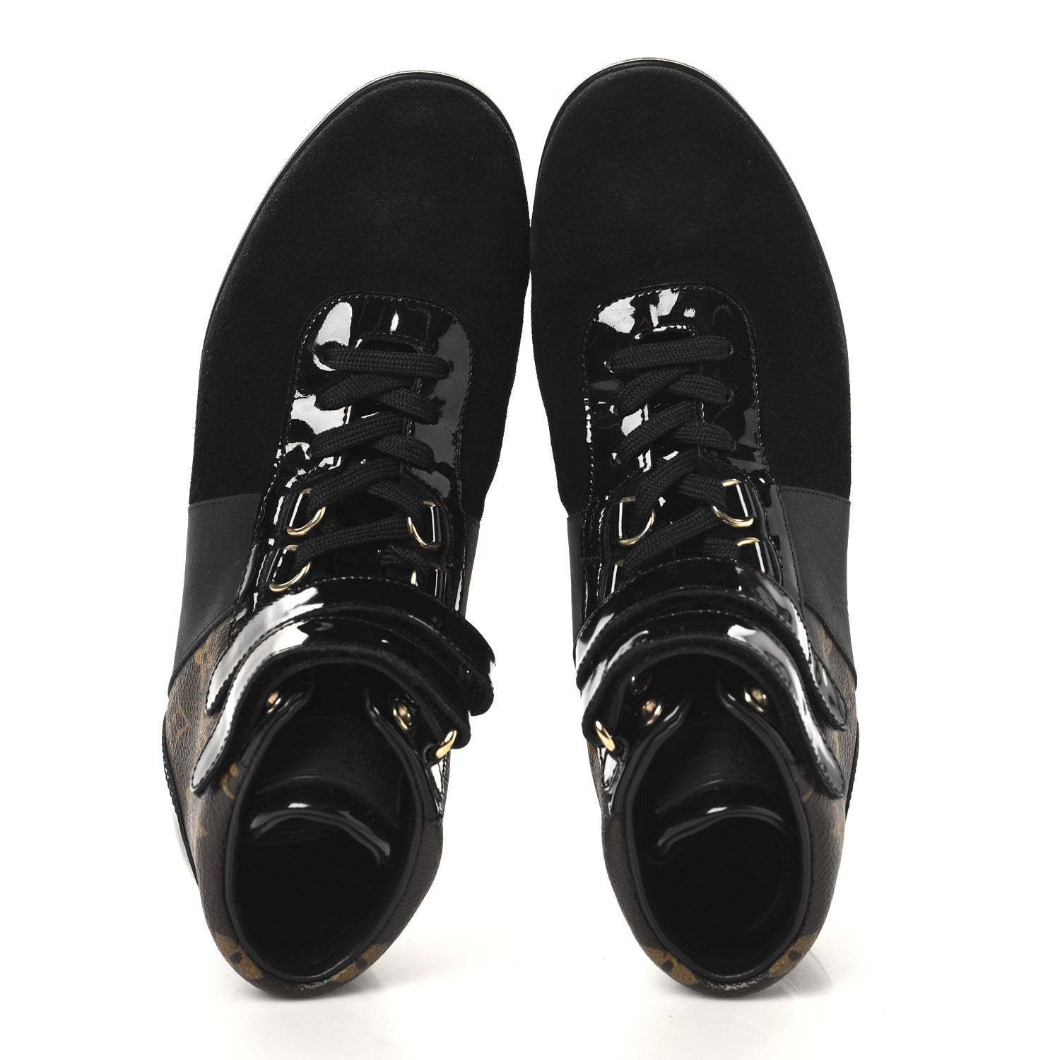 Louis Vuitton Suede Patent Monogram Move Up Sneakers 36.5 Black 2 of 8