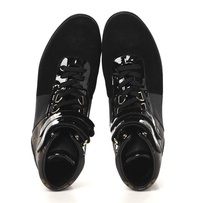 Louis Vuitton Suede Patent Monogram Move Up Sneakers 36.5 Black 2 of 8