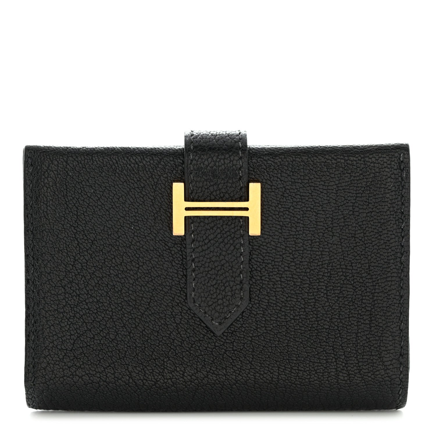 Hermes Chevre Mysore Bearn Card Holder Wallet Black 1 of 8
