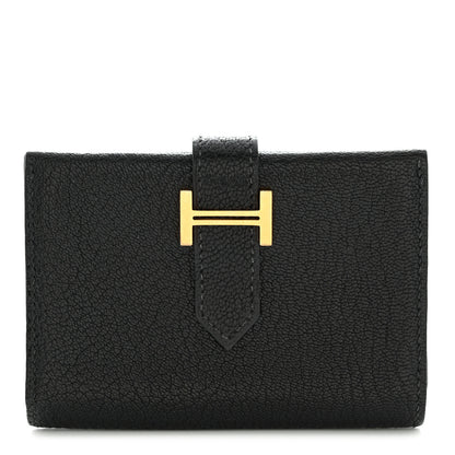 Hermes Chevre Mysore Bearn Card Holder Wallet Black 1 of 8