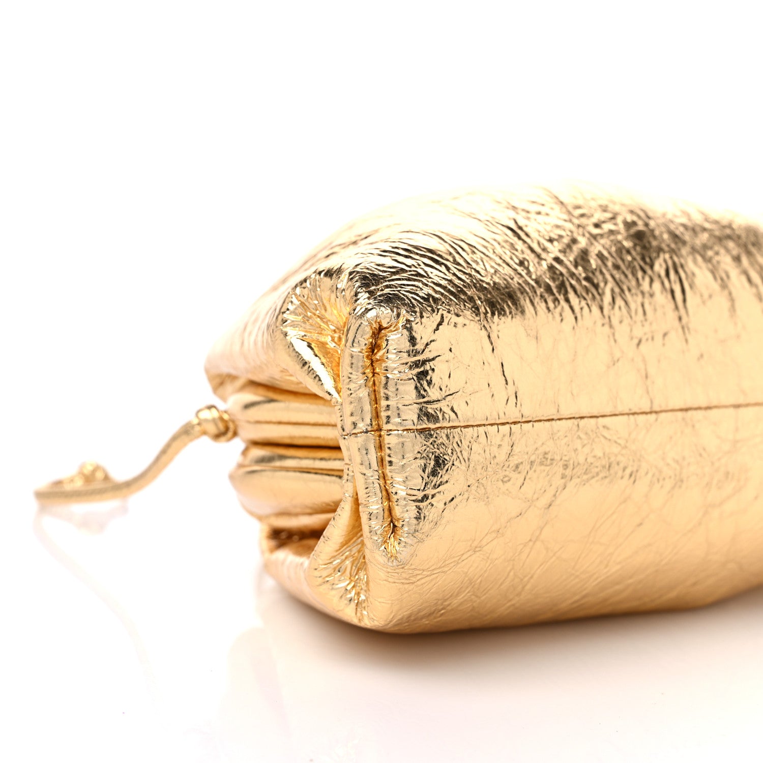 Bottega Veneta Metallic Crinkled Lambskin The Mini Pouch Oro 7 of 8