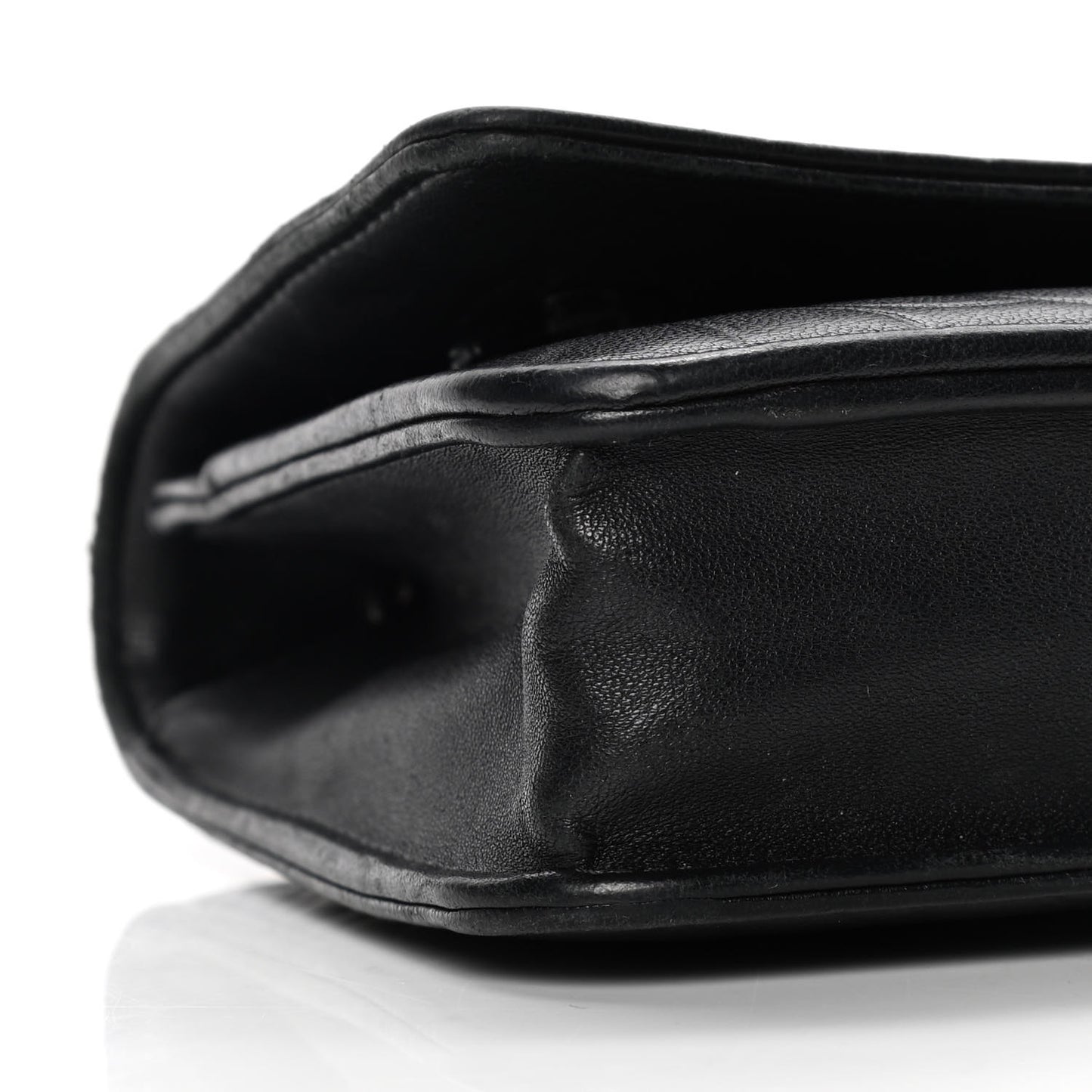 Lambskin Camellia Embossed Wallet on Chain WOC Black