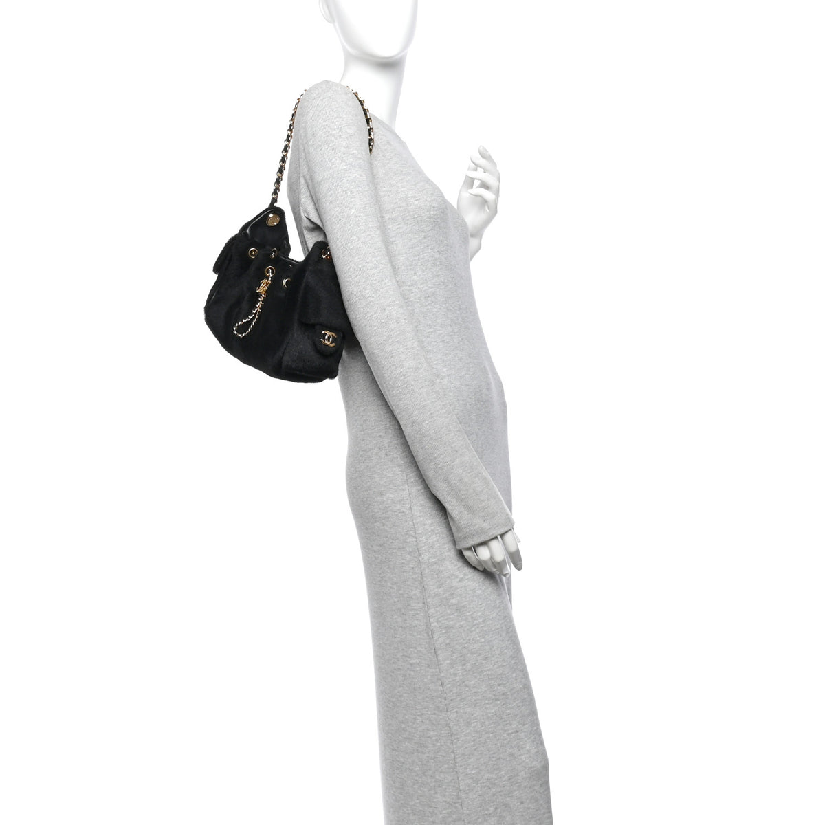Pony Hair Mini Chanel 25 Handbag Black