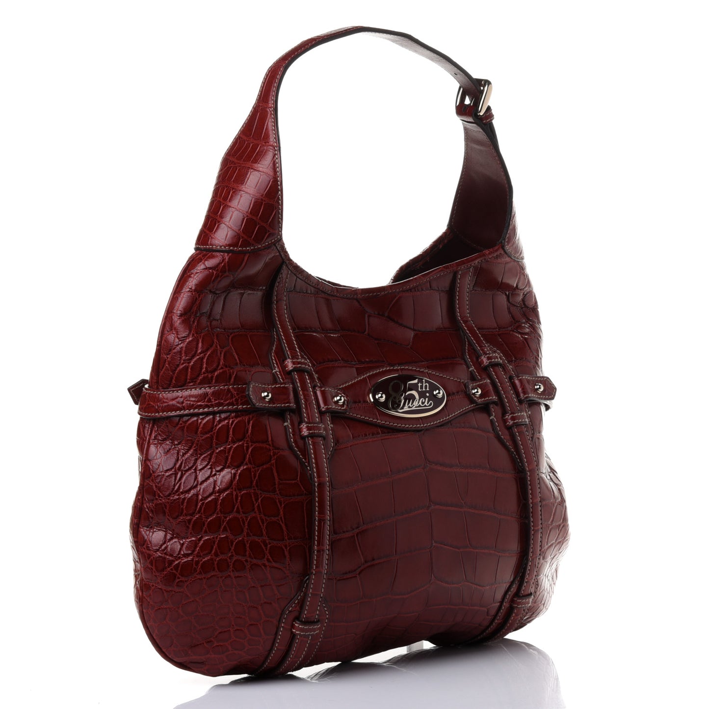 Crocodile Large Horsebit 85th Anniversary Hobo Red