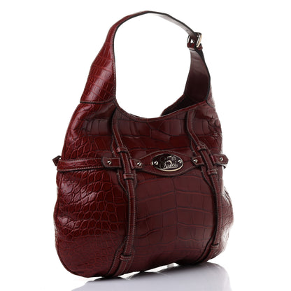 Gucci Crocodile Large Horsebit 85th Anniversary Hobo Red 2 of 4