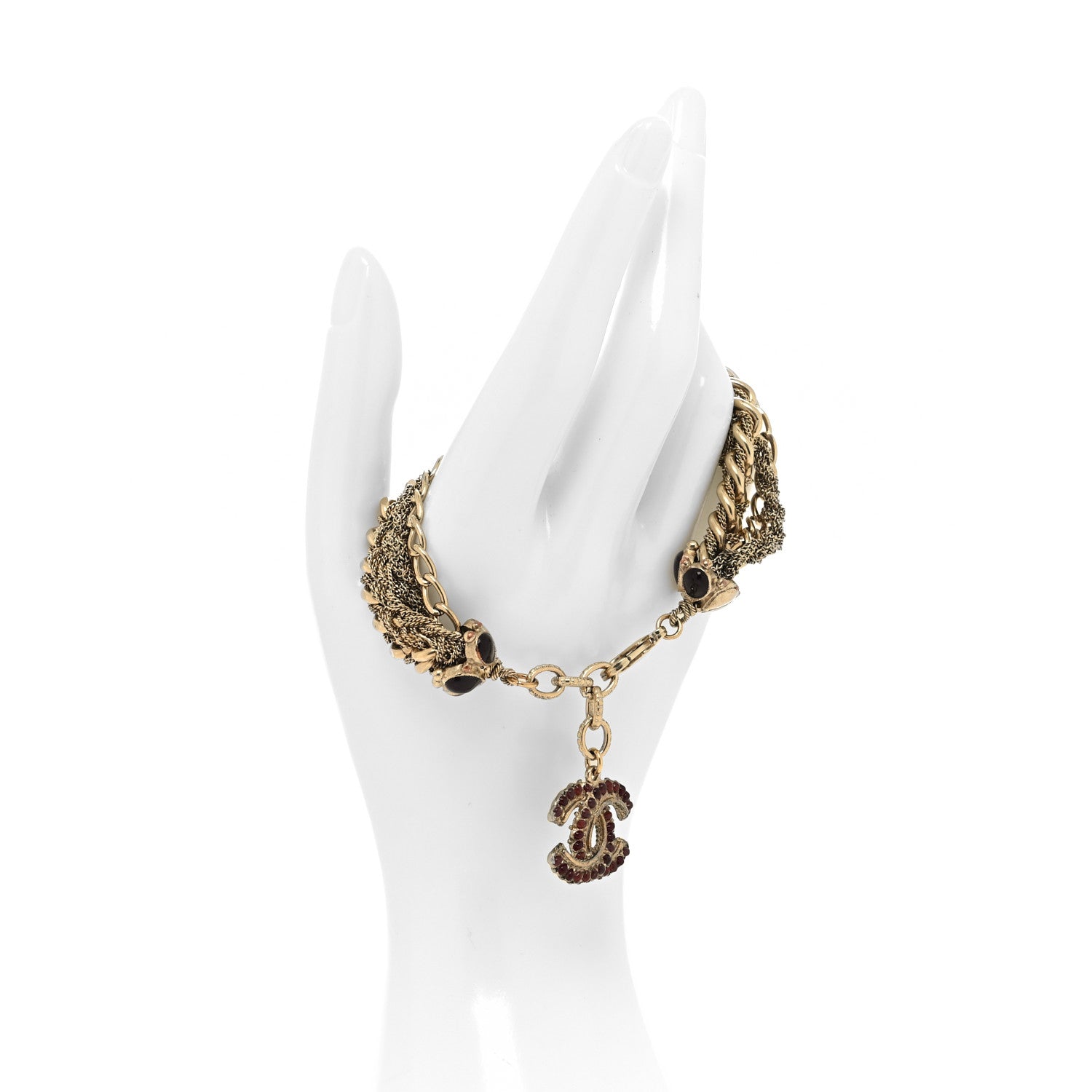 Chanel Enamel Gripoix Multi Strand Chain Bracelet Gold 2 of 5