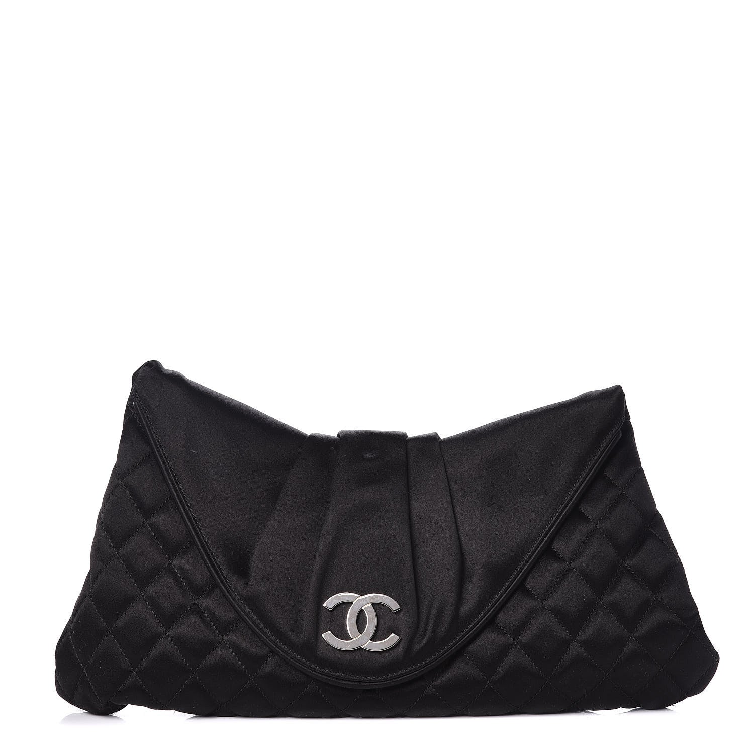 Chanel Satin Quilted Flap Clutch Black 1 of 9